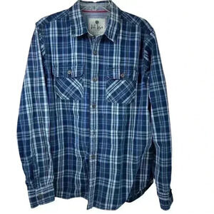 Fat Face Men's Plaid Long Sleeve Button-Up Shirt Blue Size L‎
